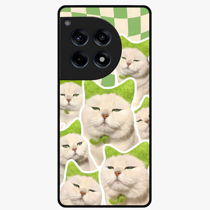 Cats Ethereal Bloom Glass Case for 1+12R artistic front view featuring cat illustration with soft floral bloom accents