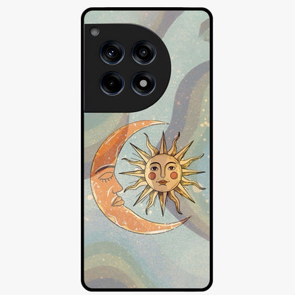Celestial Harmony Vibes Glass Case for 1+12R serene front view featuring balanced cosmic artwork with calming tones