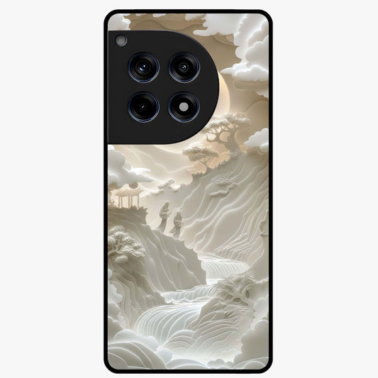 Celestial Origami Glass Case for 1+12R artistic front view featuring folded origami inspired cosmic artwork