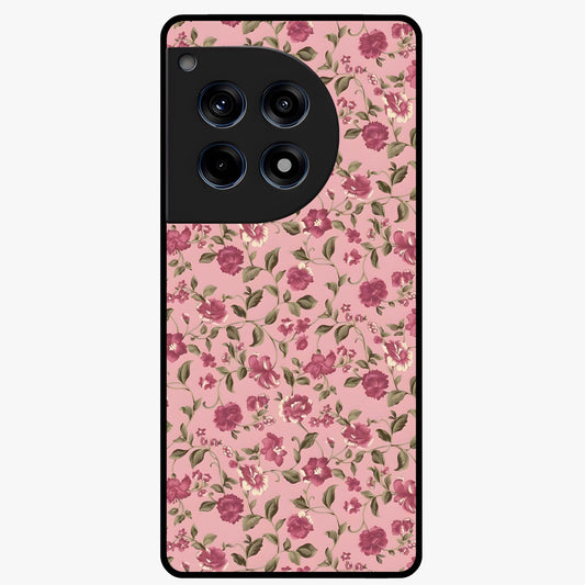 Charming Pink Floral Glass Case for 1+12R soft front view featuring delicate pink floral artwork