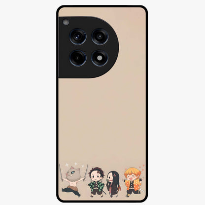 Chibi Demon Squad Glass Case for 1+12R playful front view featuring chibi style character artwork