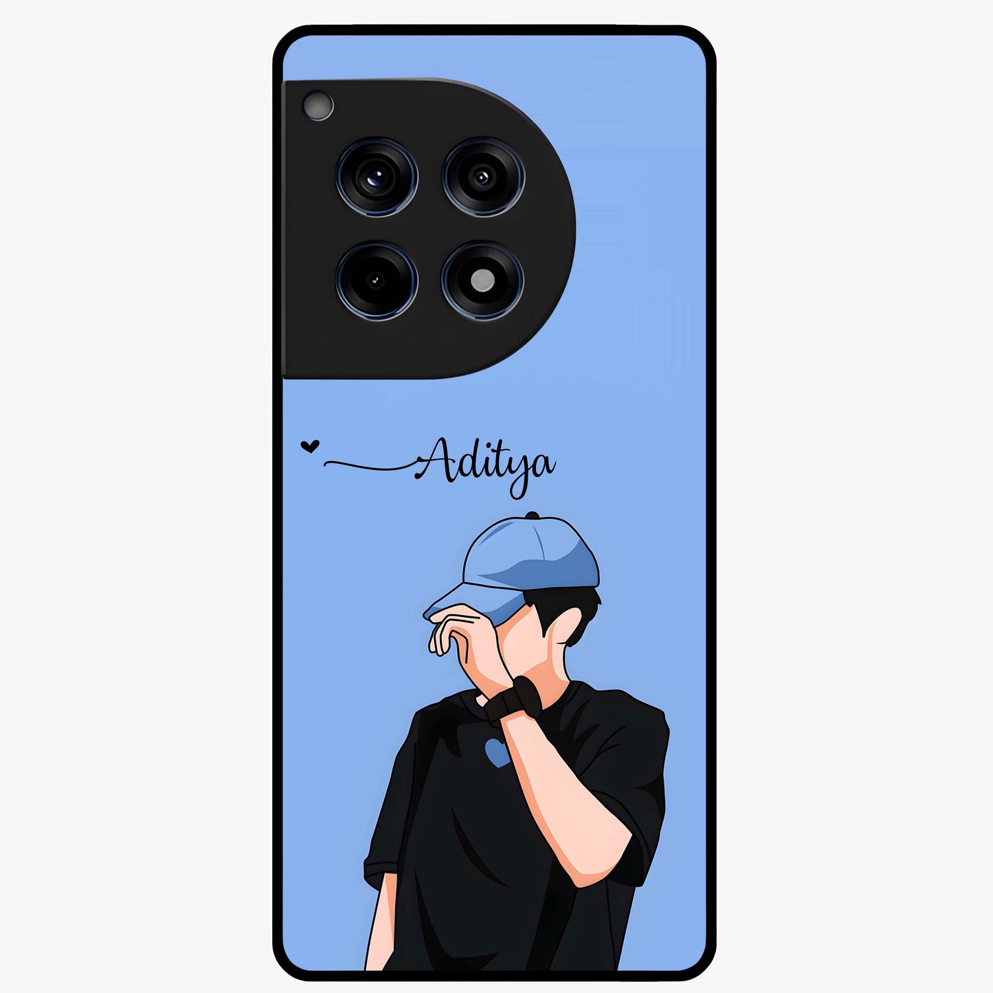 Cool Calm Love Glass Case for 1+12R aesthetic front view featuring soothing typography artwork with soft tones