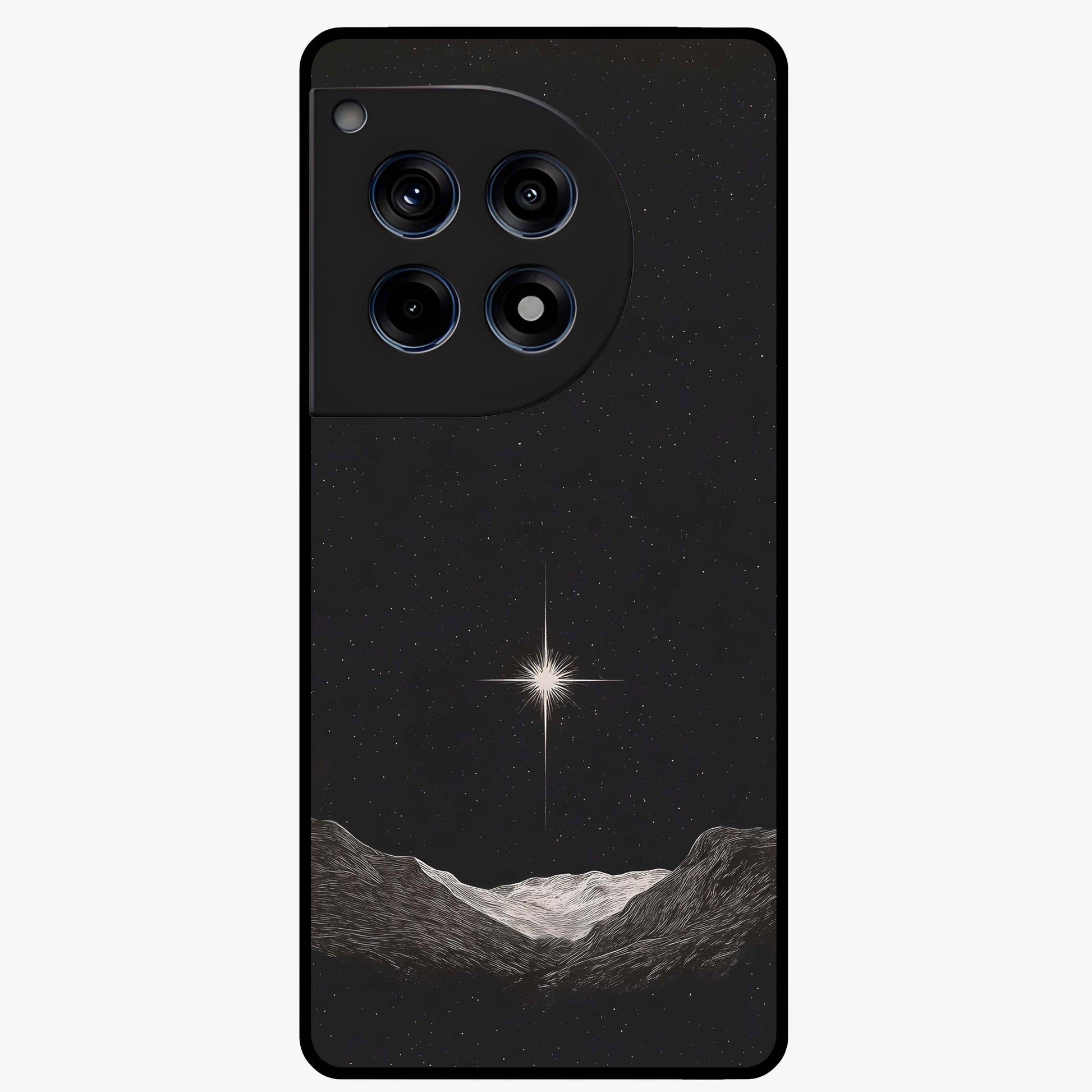 Cosmic Dream Night Glass Case for 1+12R dreamy front view featuring deep night sky artwork with glowing stars