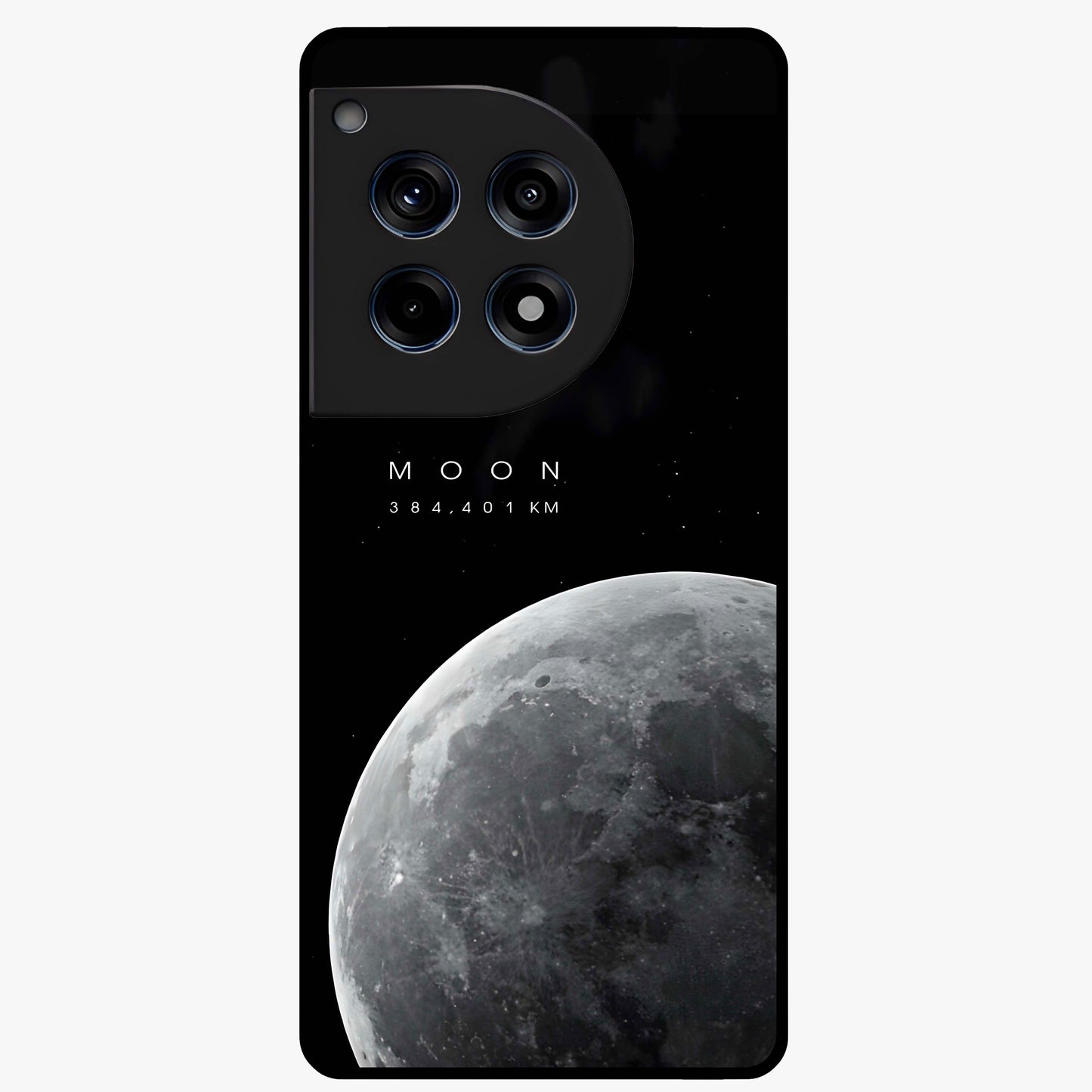 Cosmic Moon Glow Glass Case for 1+12R serene front view featuring glowing moon artwork with celestial tones