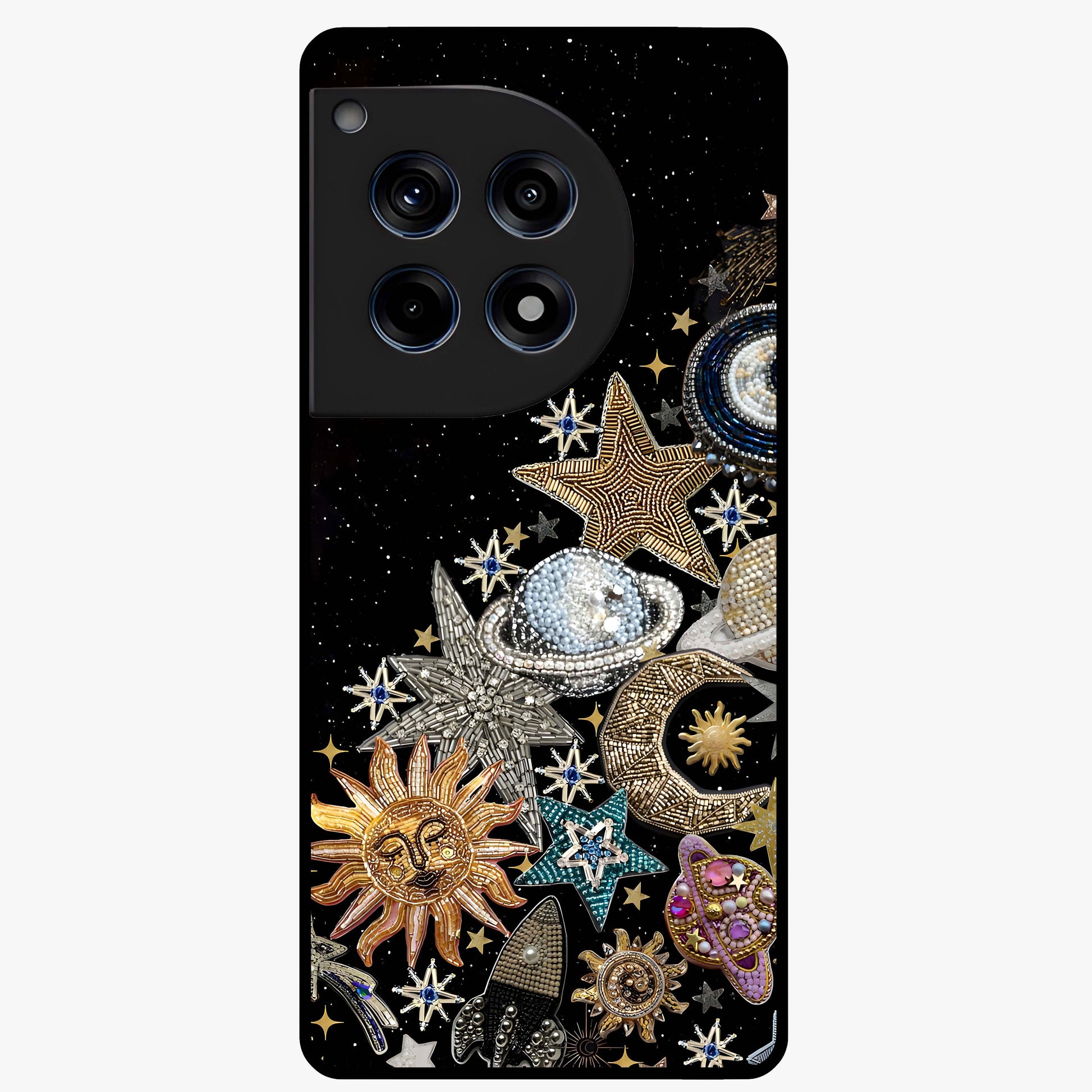 Cosmic Sparkle Dreams Glass Case for 1+12R magical front view featuring sparkling star artwork with dreamy gradients