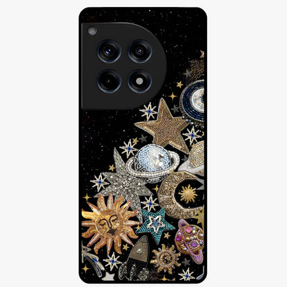Cosmic Sparkle Dreams Glass Case for 1+12R magical front view featuring sparkling star artwork with dreamy gradients