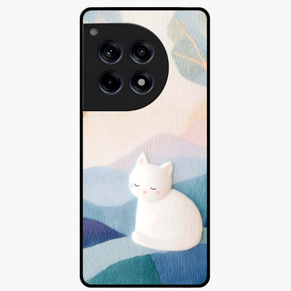 Cotton Dream Cat Glass Case for 1+12R soft front view featuring dreamy cat artwork in pastel tones