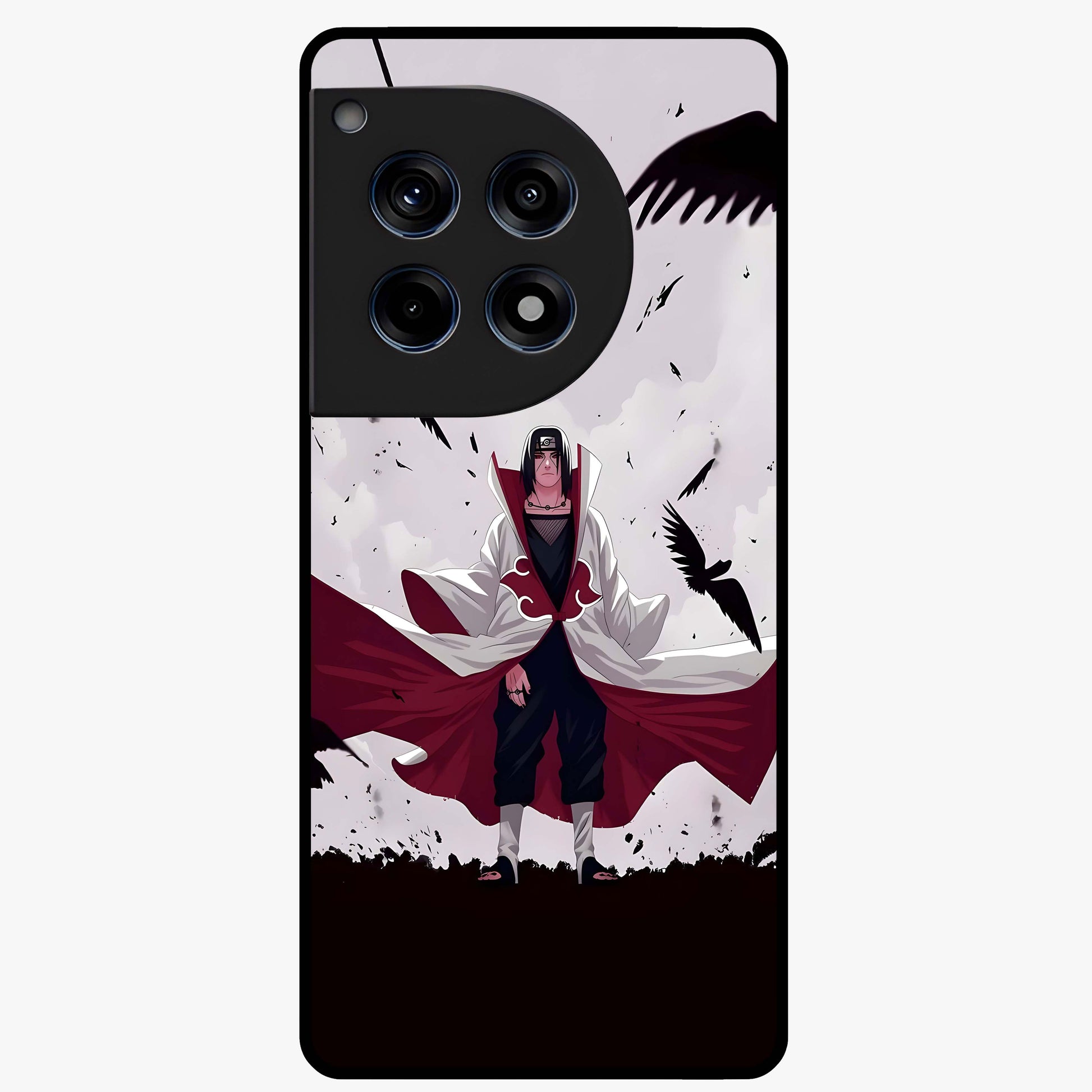 Crimson Crow Ascension Glass Case for 1+12R powerful front view featuring crow artwork with dark crimson background