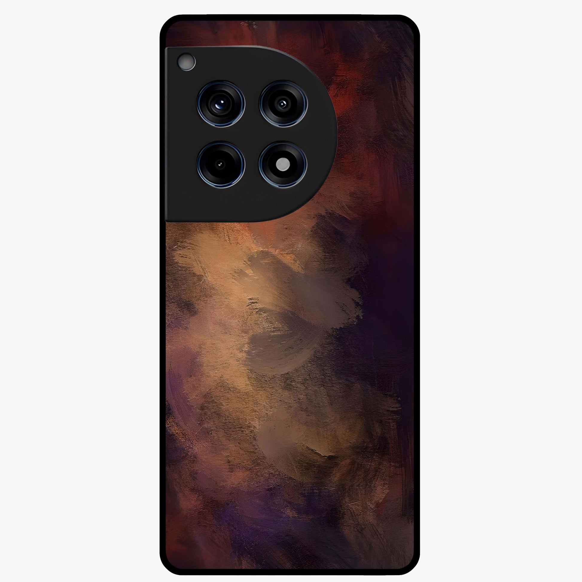 Crimson Dusk Whirl Glass Case for 1+12R dramatic front view featuring swirling dusk inspired crimson artwork