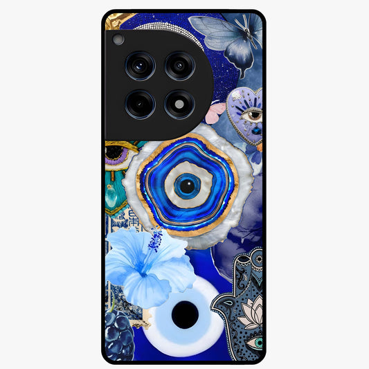 Crimson Evil Eye Charm Glass Case for 1+12R bold front view featuring protective evil eye artwork in deep red tones