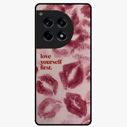 Crimson Kiss Love Glass Case for 1+12R romantic front view featuring bold crimson love inspired artwork