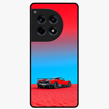 Crimson Speed Mirage Glass Case for 1+12R sleek front view featuring racing inspired red motion artwork