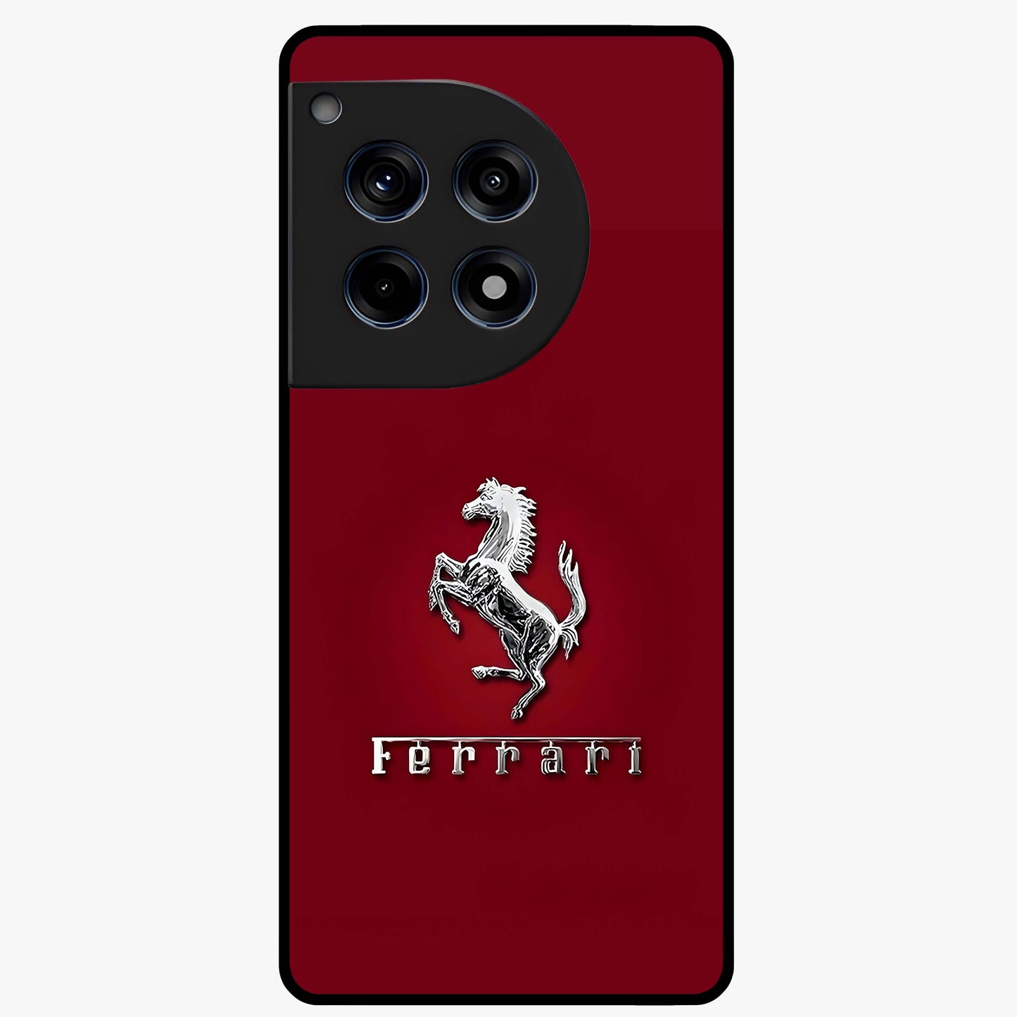 Crimson Stallion Prestige Glass Case for 1+12R powerful front view featuring majestic stallion artwork in crimson tones