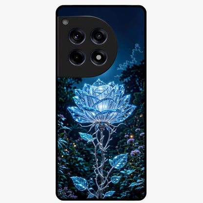 Crystal Moon Lotus Glass Case for 1+12R serene front view featuring glowing lotus artwork under crystal moonlight