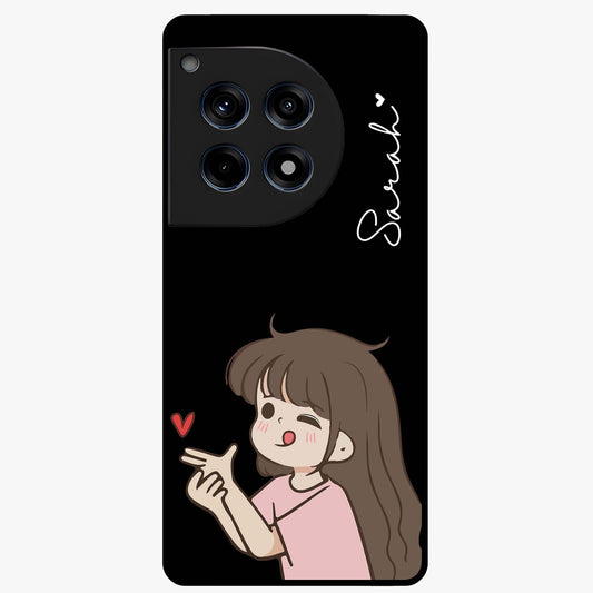 Cute Girl Firing Heart Glass Case for 1+12R charming front view featuring animated heart themed artwork