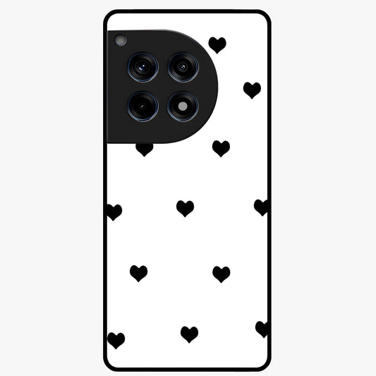 Cute Simple black Hearts Glass Case for 1+12R powerful front view featuring dark ascension themed artwork