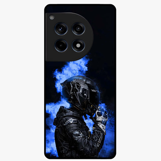 Cyber Sentinel Protocol Glass Case for 1+12R bold front view featuring futuristic cyberpunk inspired artwork