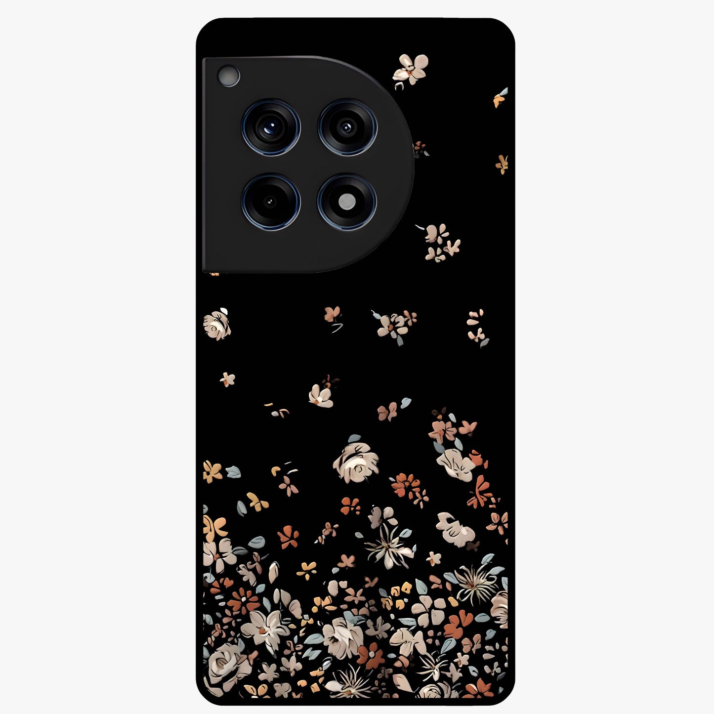 Dark Petal Aesthetic Glass Case for 1+12R elegant front view featuring moody floral artwork with deep tones