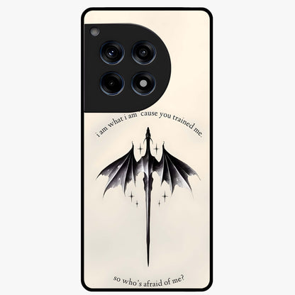 Dragon Quote Art Glass Case for 1+12R bold front view featuring dragon illustration with motivational quote artwork