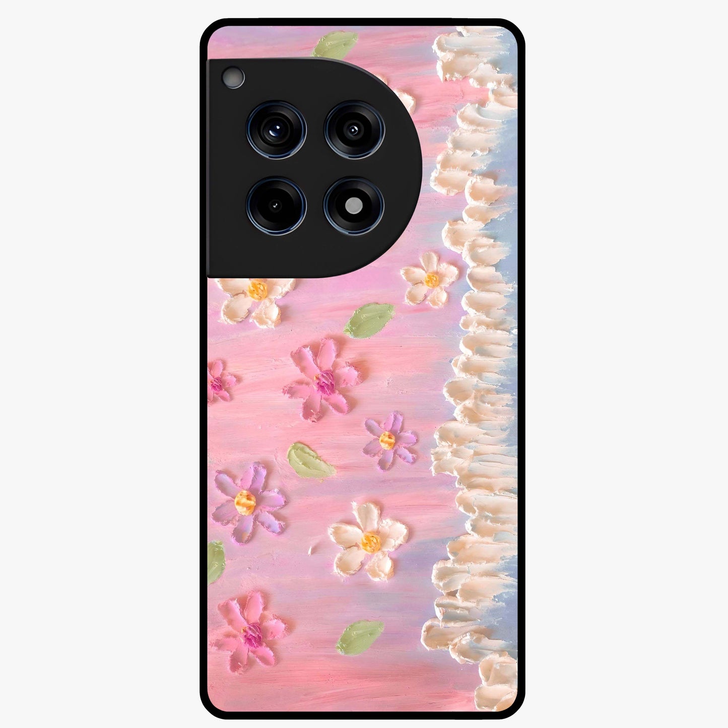 Dreamy Painted Garden Glass Case for 1+12R artistic front view featuring hand painted floral garden artwork