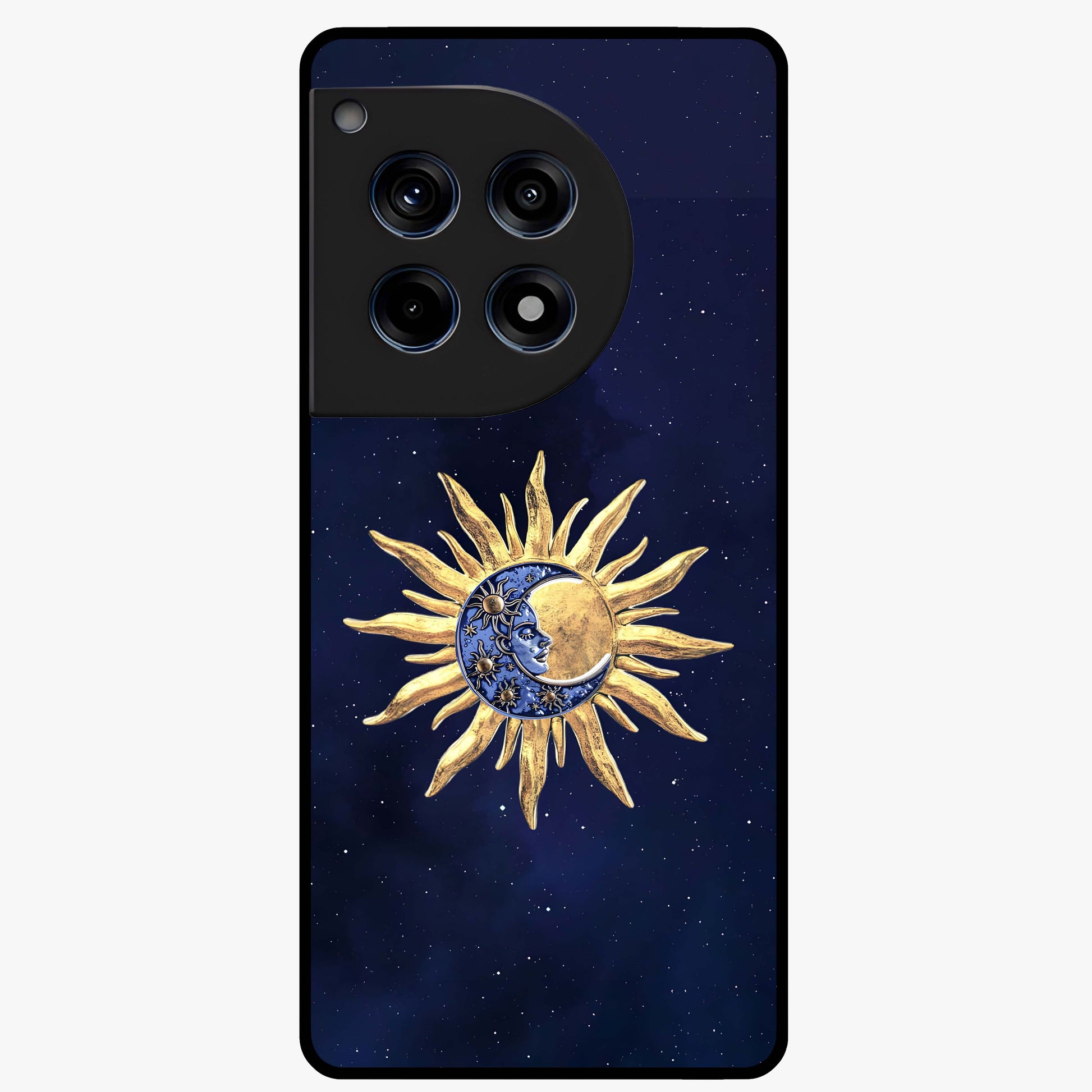 Eternal Cosmic Balance Glass Case for 1+12R artistic front view featuring symmetrical cosmic artwork