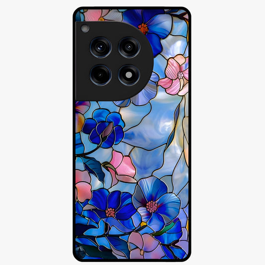 Eternal Floral Stained Glass Case for 1+12R elegant front view featuring stained glass inspired floral artwork