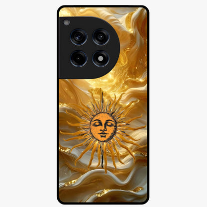 Eternal Golden Glow Glass Case for 1+12R radiant front view featuring warm golden artistic artwork