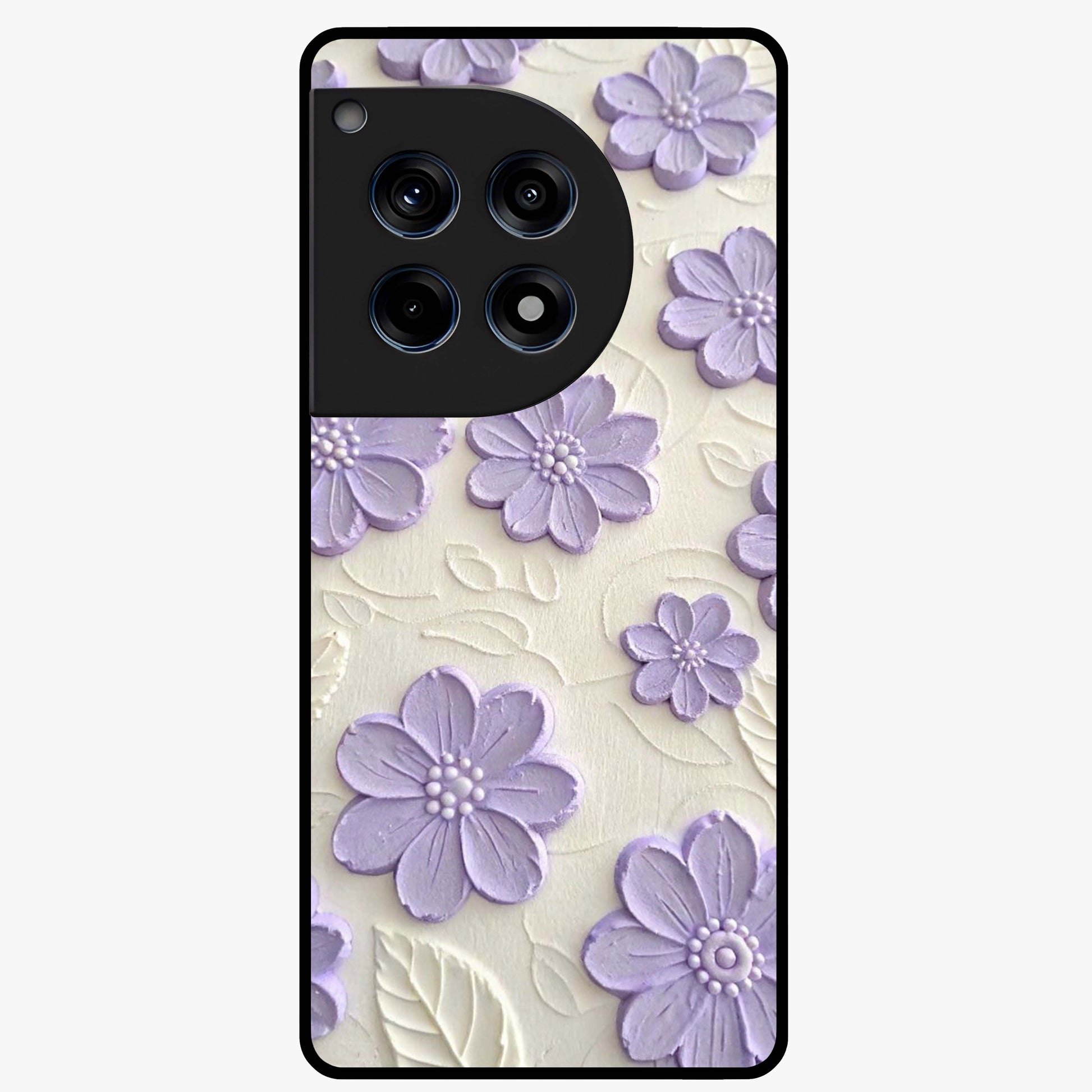 Floral Wall Art With Purple Flowers Glass Case for 1+12R stylish front view featuring purple floral artwork