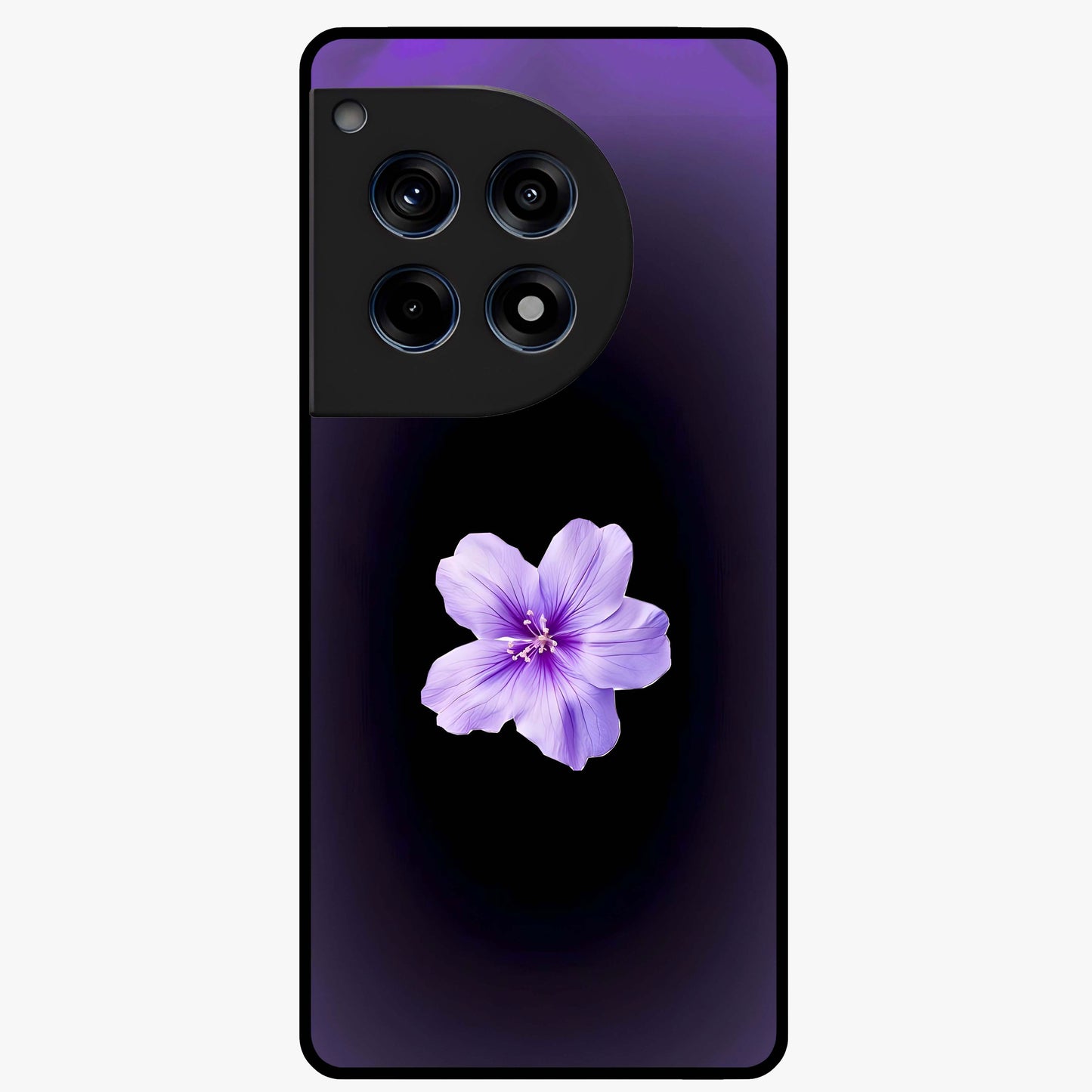 Flower on Soft Violet Gradient Glass Case for 1+12R elegant front view featuring floral artwork over smooth violet gradient