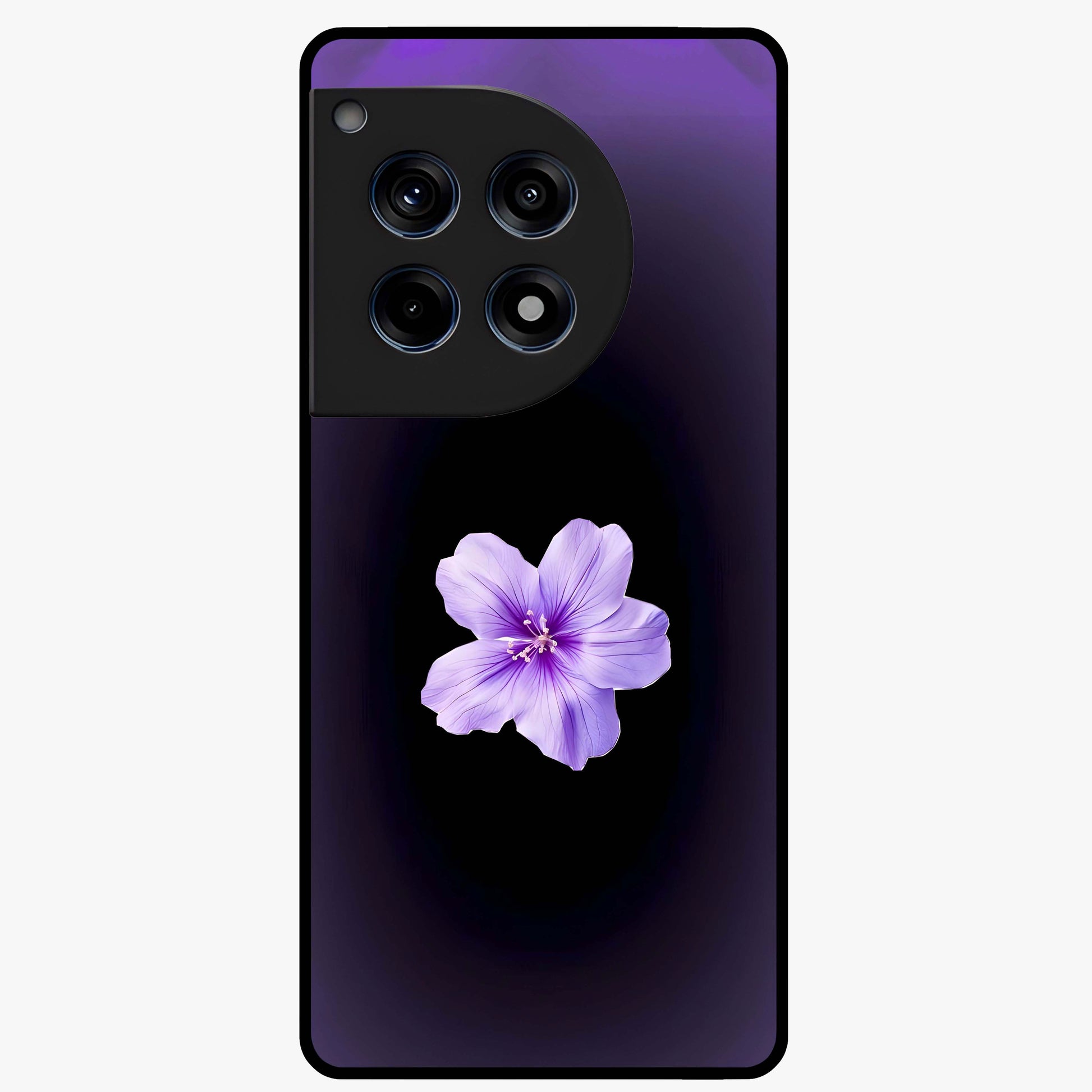 Flower on Soft Violet Gradient Glass Case for 1+12R elegant front view featuring floral artwork over smooth violet gradient