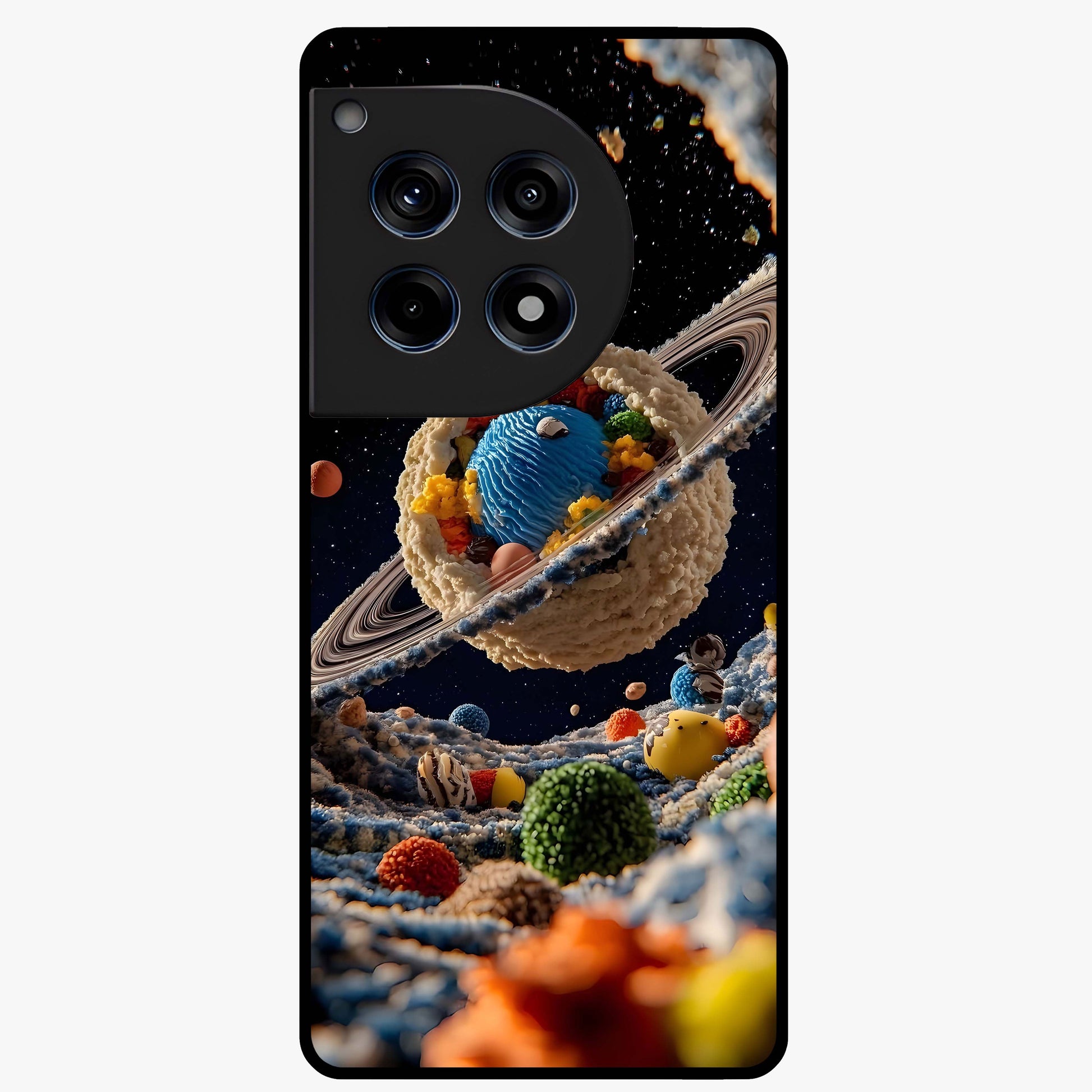 Galactic Dessert Dream Printed Glass Case for 1+12R playful front view featuring dessert themed artwork with cosmic twist
