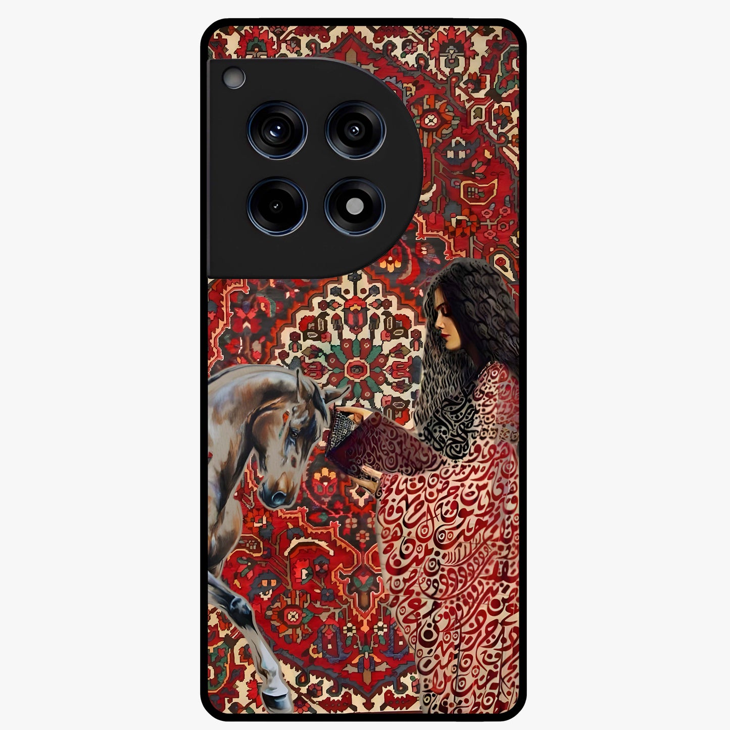 Girl With Horse Glass Case for 1+12R elegant front view featuring artistic illustration of girl and horse