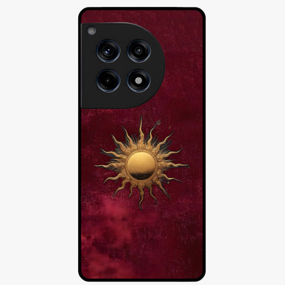 Golden Bloom Fields Glass Case for 1+12R serene front view featuring glowing floral field artwork