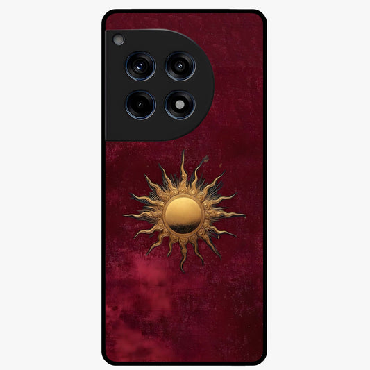 Golden Bloom Fields Glass Case for 1+12R serene front view featuring glowing floral field artwork