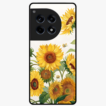 Golden Bloom Night Glass Case for 1+12R elegant front view featuring glowing golden floral artwork on dark background