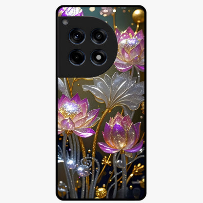 Golden Mind Moment Glass Case for 1+12R artistic front view featuring abstract golden inspired artwork