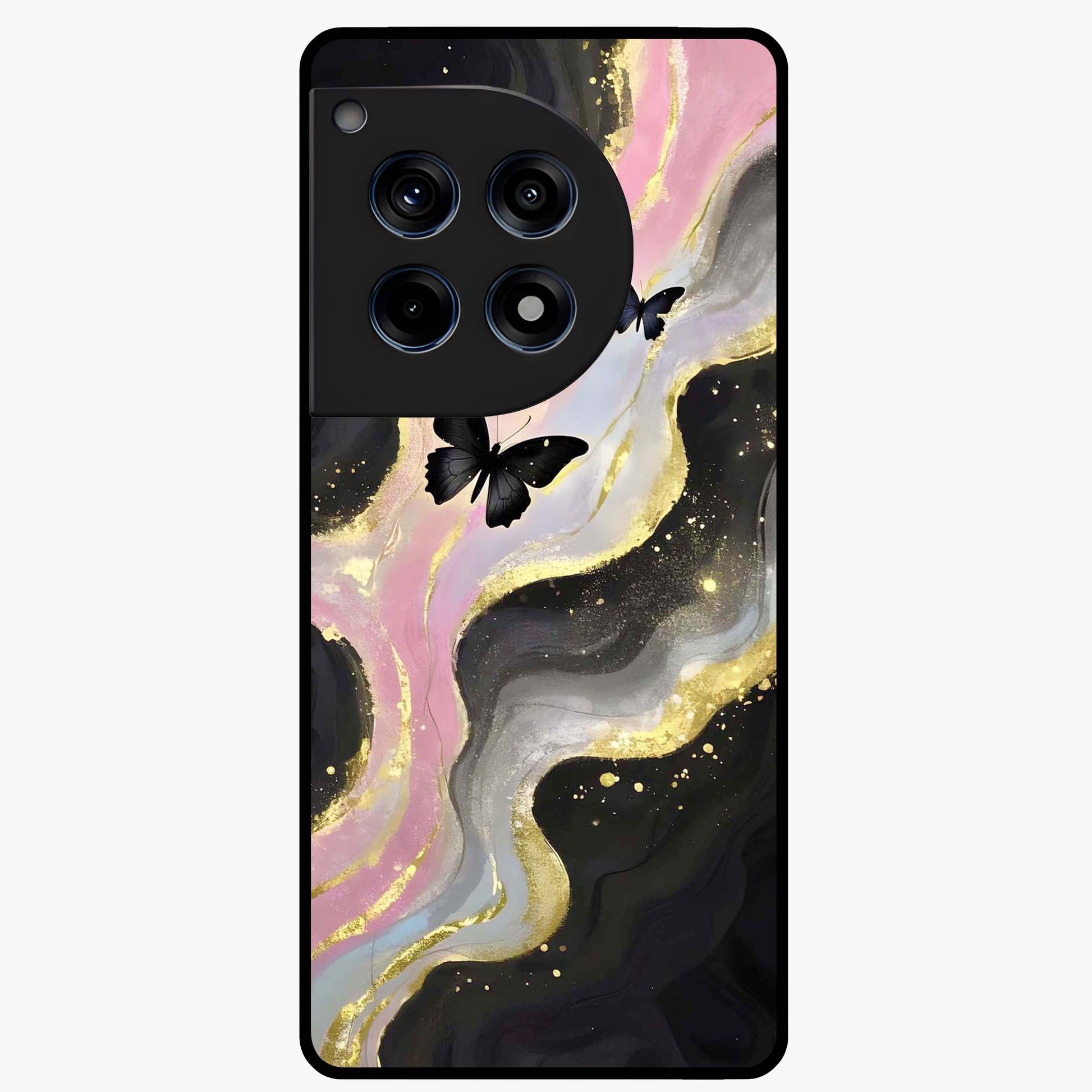 Golden Moon Horizon Glass Case for 1+12R serene front view featuring glowing golden moon over horizon artwork