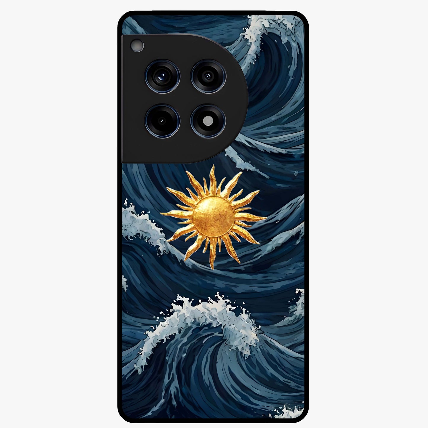 Gold Sun Blush Glass Case for 1+12R elegant front view featuring warm golden sun inspired artwork