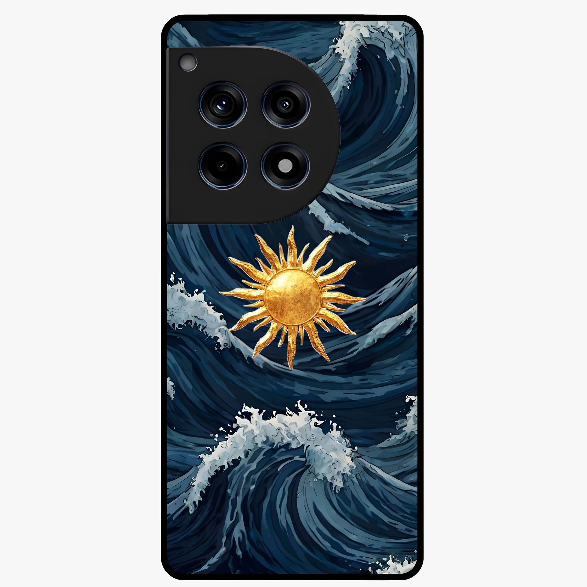 Gold Sun Blush Glass Case for 1+12R elegant front view featuring warm golden sun inspired artwork