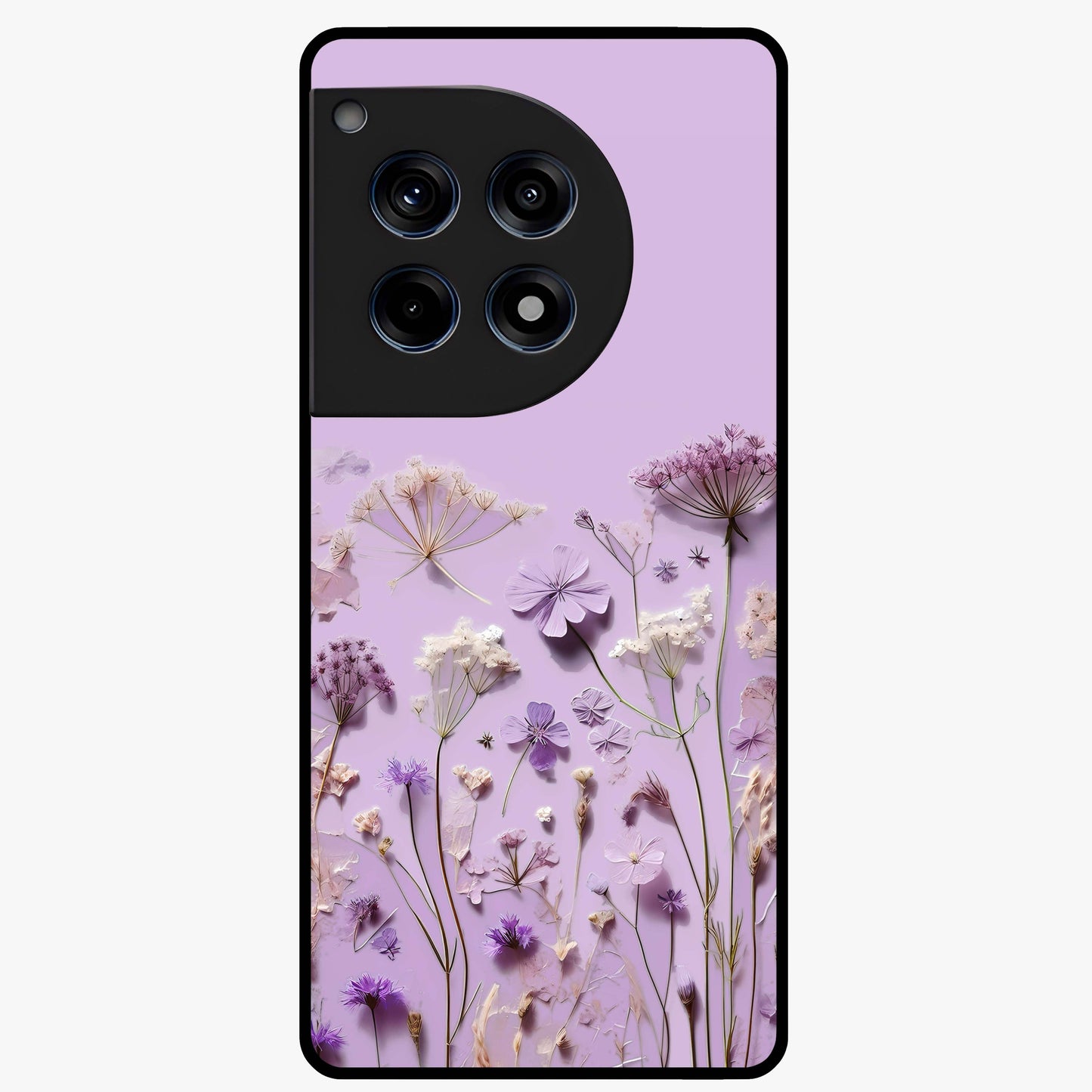 Lavender Blossom Dream Glass Case for 1+12R soft front view featuring delicate lavender floral artwork
