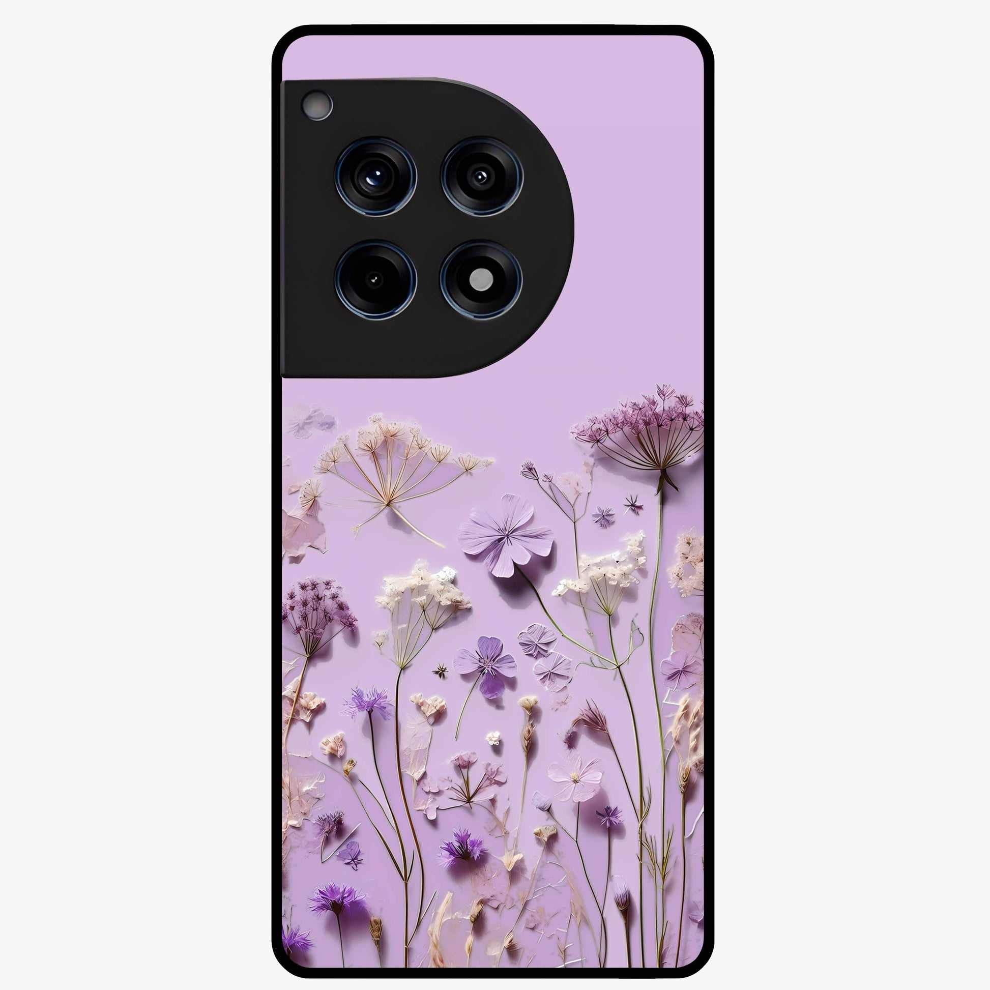 Lavender Blossom Dream Glass Case for 1+12R soft front view featuring delicate lavender floral artwork