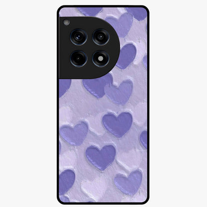 Lavender Paper Hearts Glass Case for 1+12R cute front view featuring layered heart artwork in soft lavender tones