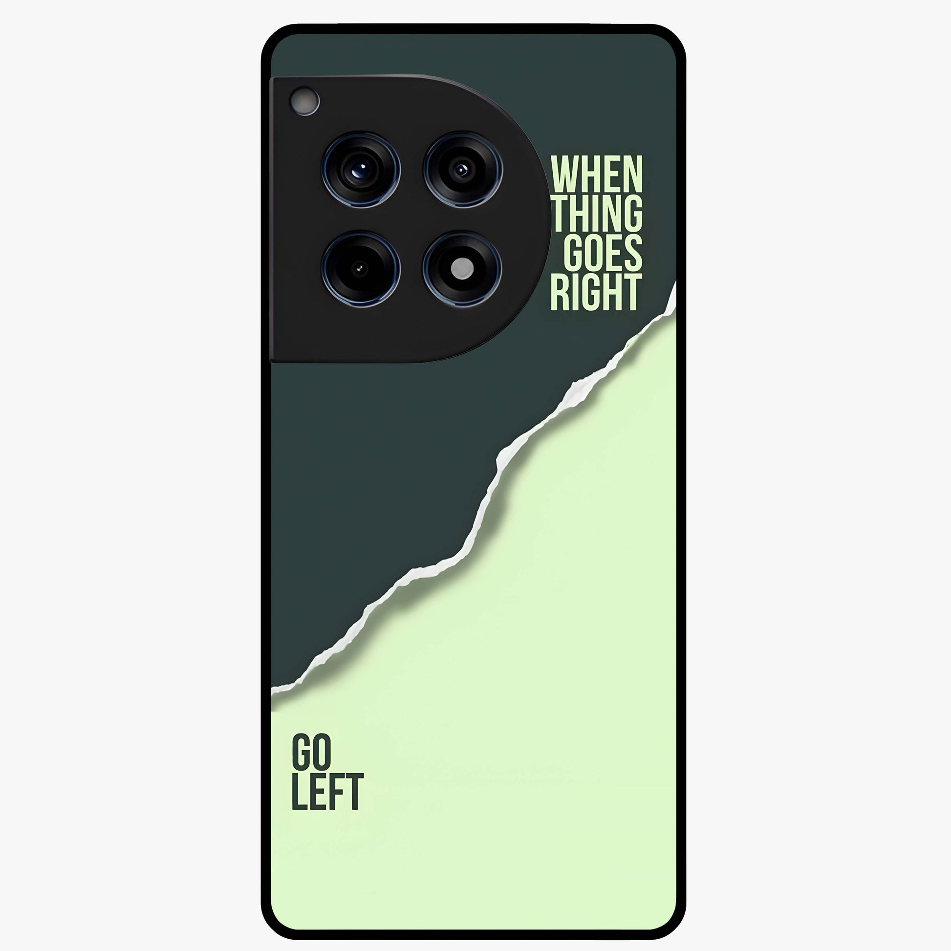 Let Go Quote Glass Case for 1+12R minimalist front view featuring motivational typography artwork