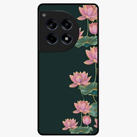 Lotus Bloom Serenity Glass Case for 1+12R peaceful front view featuring elegant lotus floral artwork