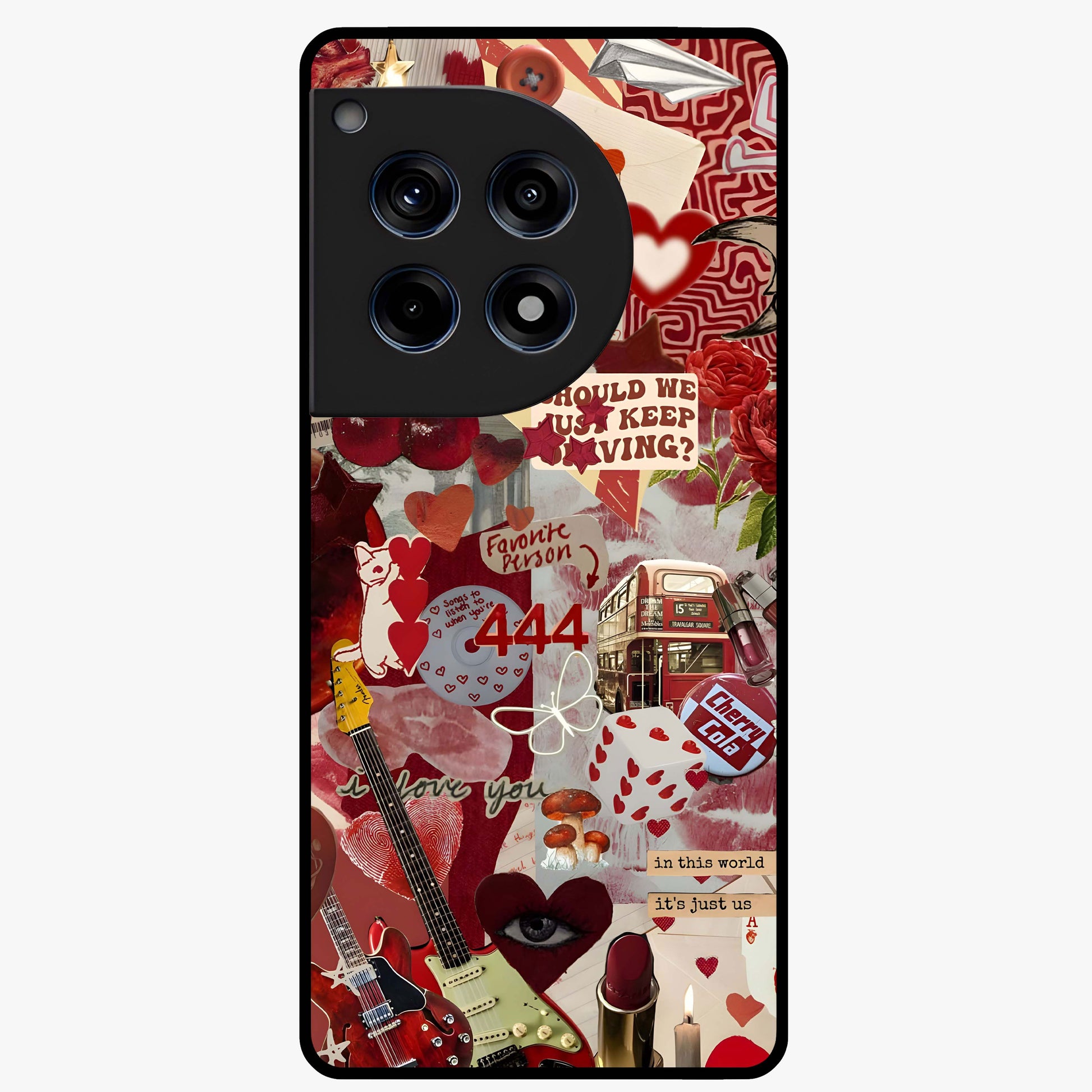 Lover’S Red Chaos Glass Case for 1+12R bold front view featuring intense red artistic artwork