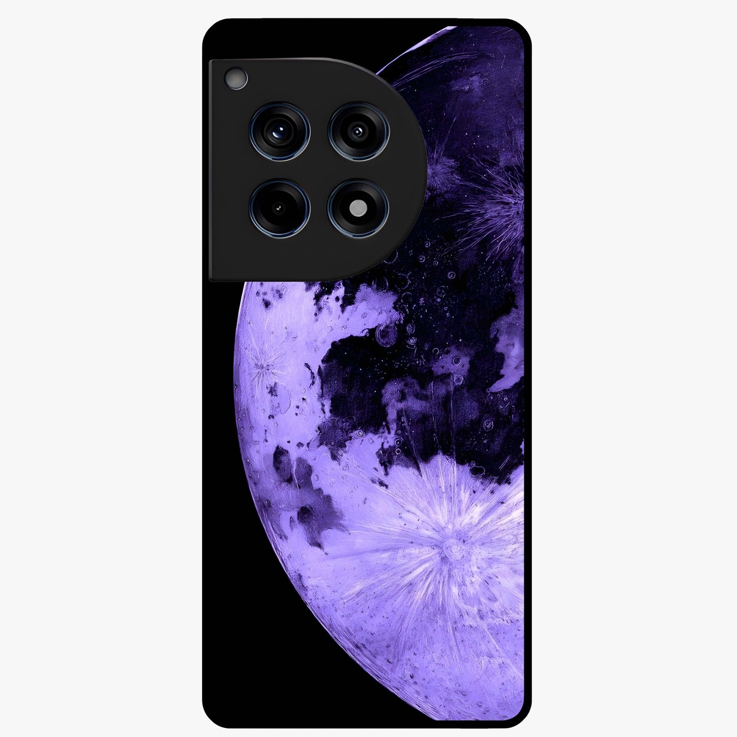 Lunar Glow in Violet Glass Case for 1+12R dreamy front view featuring glowing moon artwork in violet tones