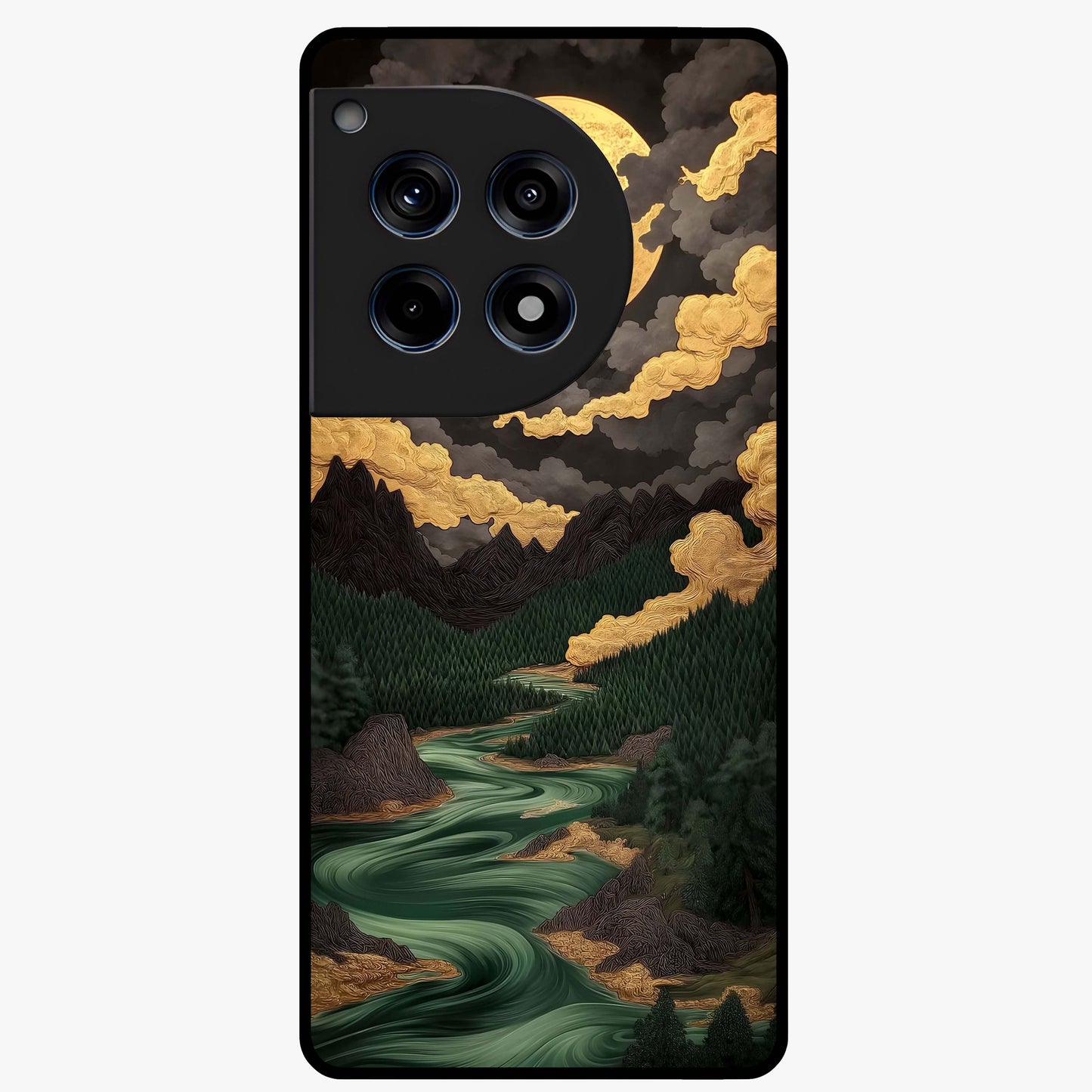 Lunar Silk Garden Glass Case for 1+12R elegant front view featuring floral artwork with soft lunar tones