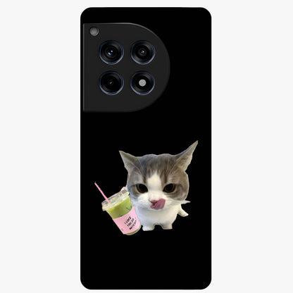 Matcha Cat Style Glass Case for 1+12R adorable front view featuring cute cat artwork in matcha green tones
