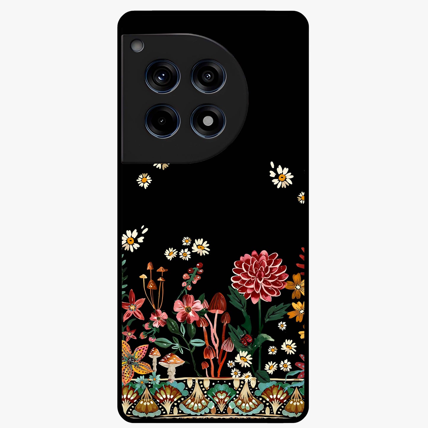 Midnight Bloom Pattern Glass Case for 1+12R elegant front view featuring floral artwork on deep night background