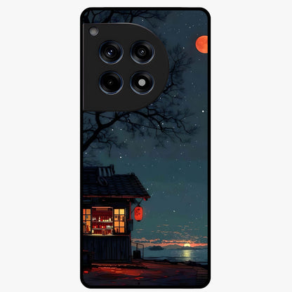 Midnight Lantern Glow Glass Case for 1+12R serene front view featuring glowing lantern artwork under night sky